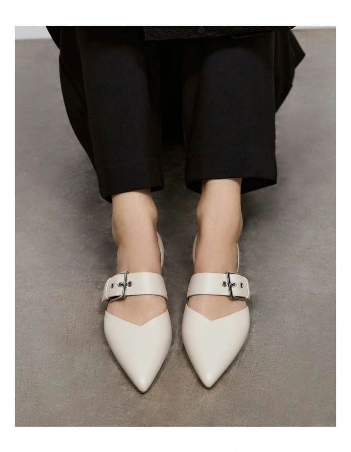 Neela Dress Flats Leather in Off White image 7