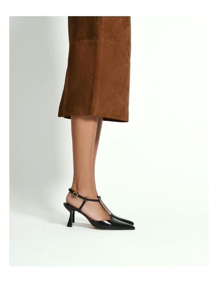 Yula Mid Heels Leather in Black image 2