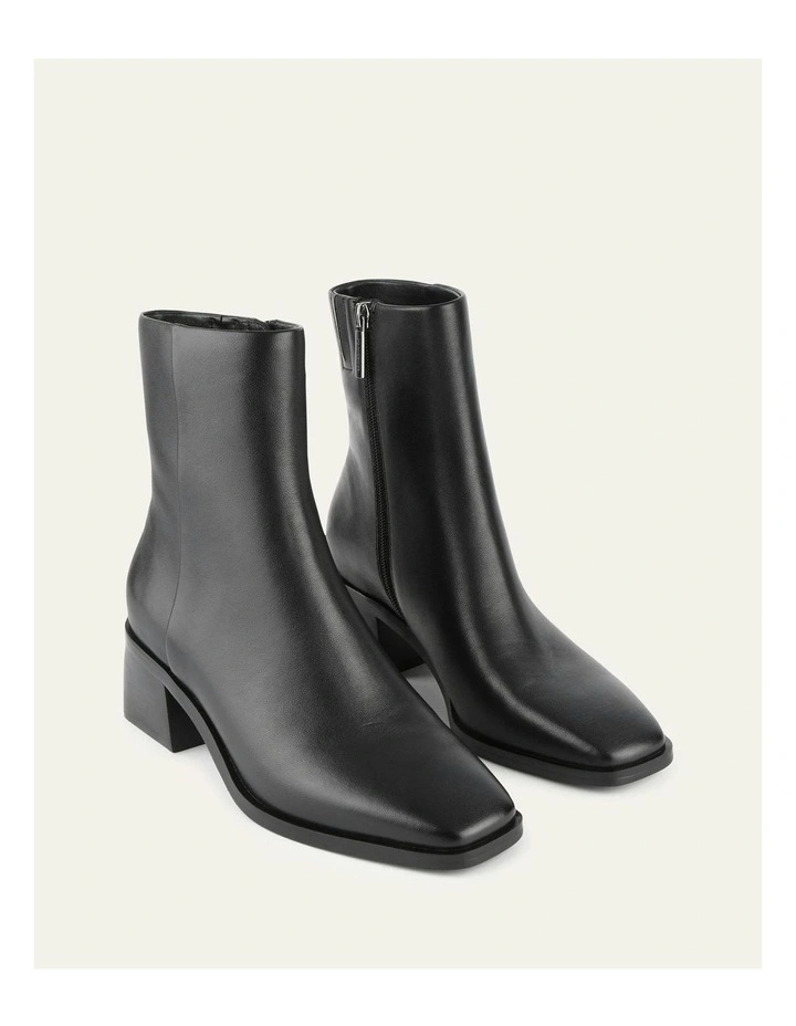 Quade Mid Ankle Boots Leather in Black image 3