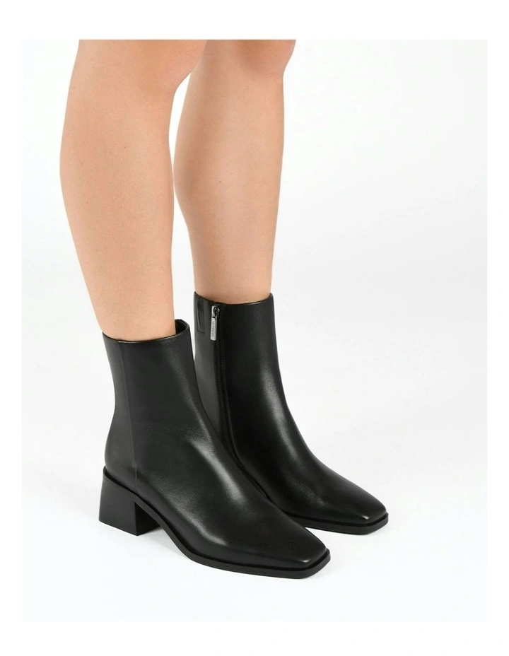Quade Mid Ankle Boots Leather in Black image 7
