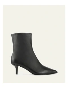 Winnie Mid Ankle Leather Boots in Black