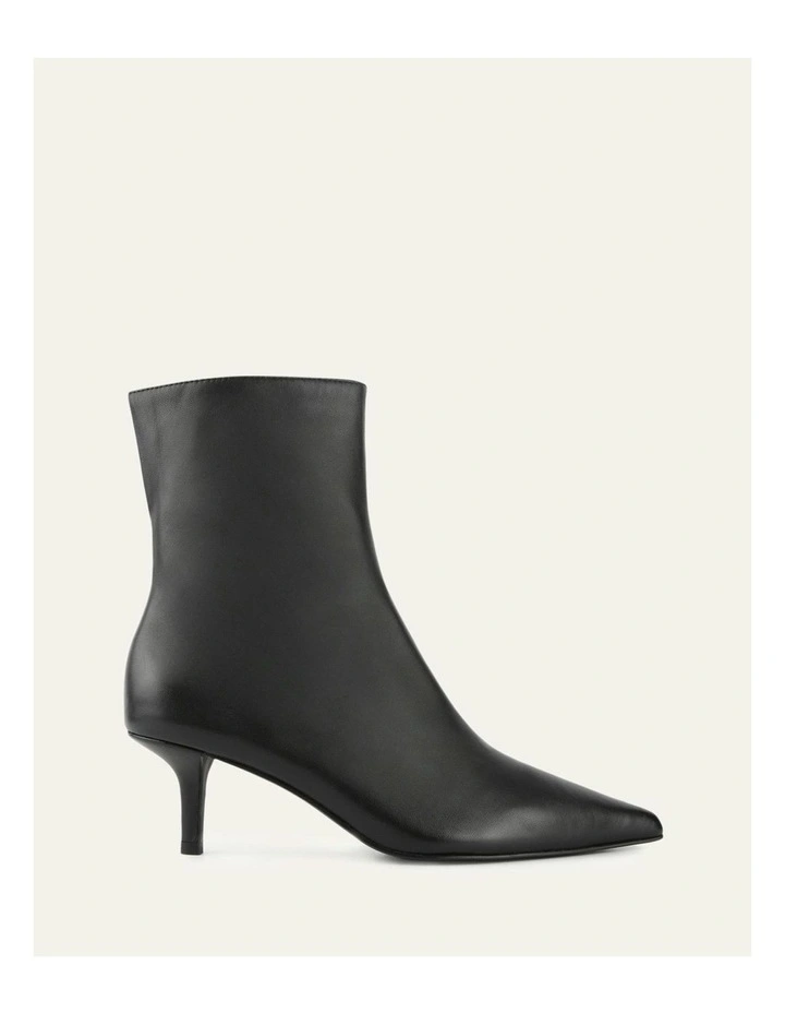 Winnie Mid Ankle Leather Boots in Black image 1