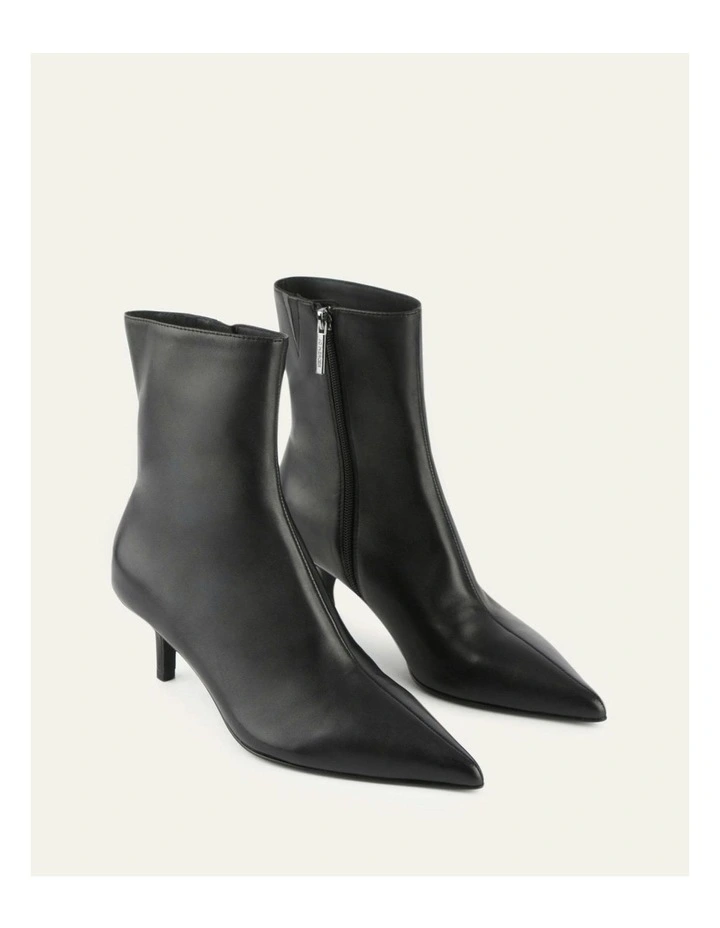 Winnie Mid Ankle Leather Boots in Black image 3