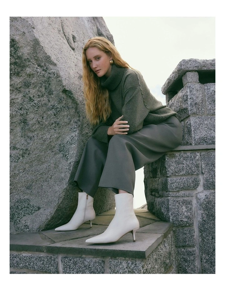 Winnie Mid Ankle Boots in Off White image 2