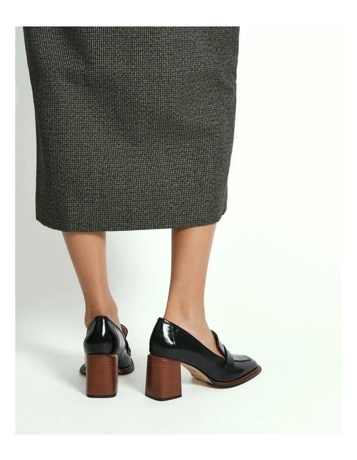 Delilah Mid Heel Leather Loafers in Black image 2