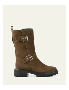 Elliot Bark Suede Flat Ankle Boots in Brown