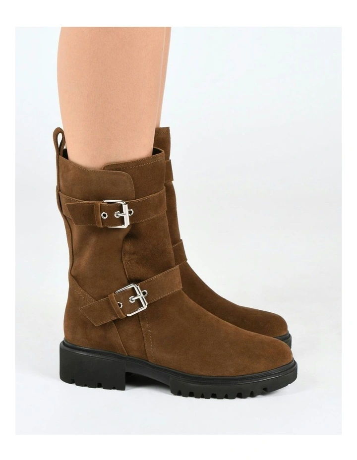 Elliot Bark Suede Flat Ankle Boots in Brown image 2