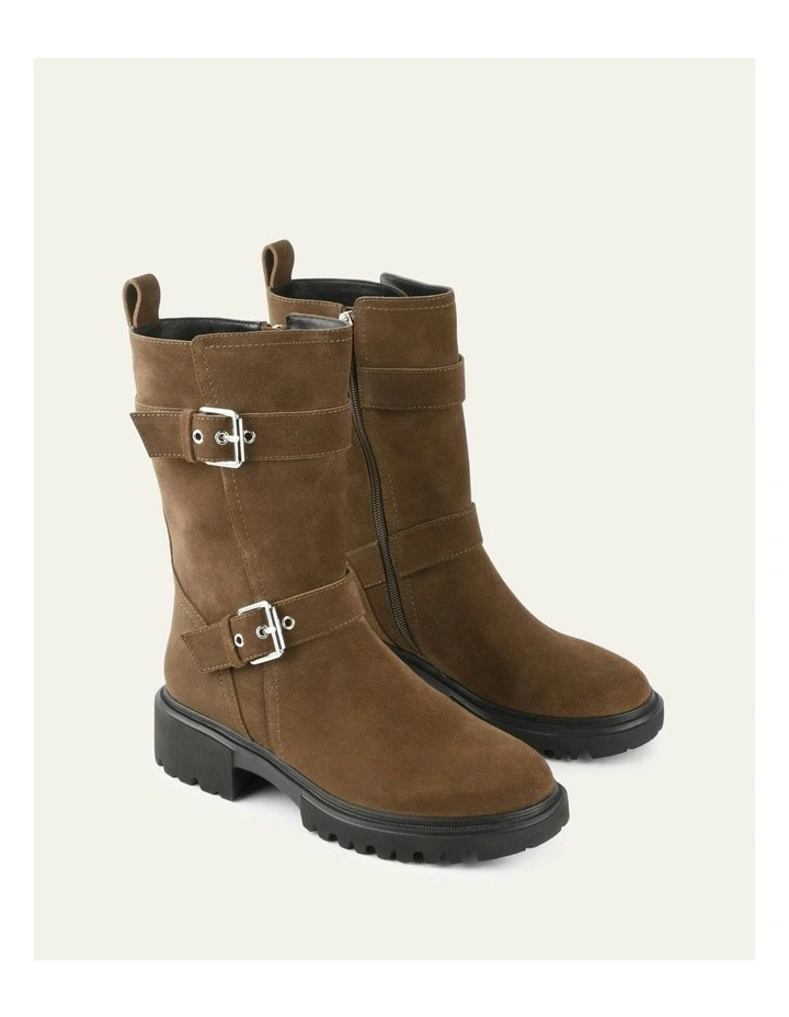 Elliot Bark Suede Flat Ankle Boots in Brown image 3