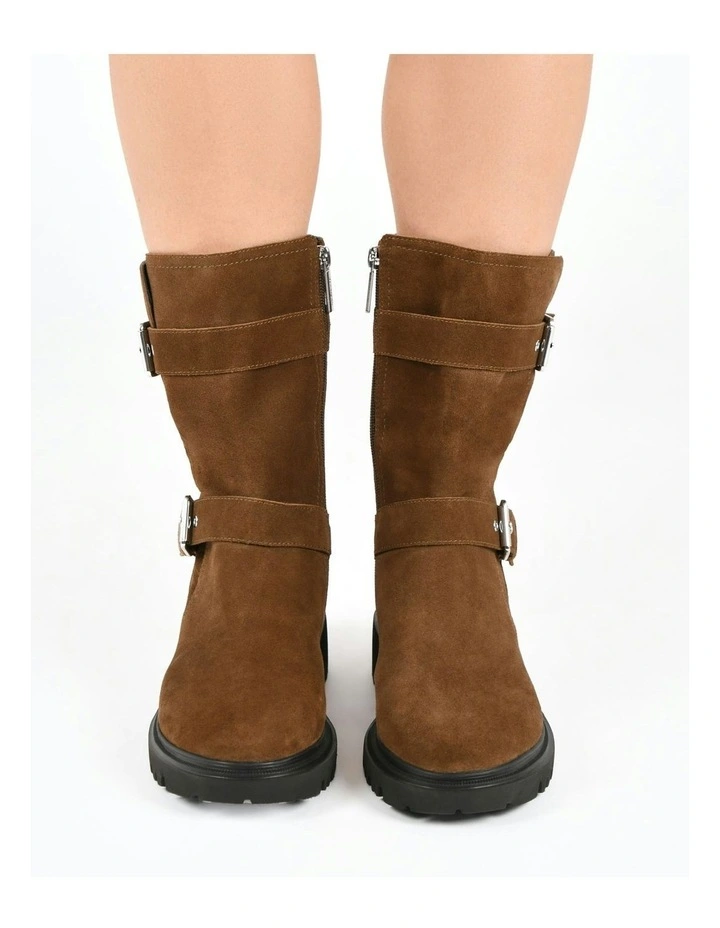 Elliot Bark Suede Flat Ankle Boots in Brown image 7