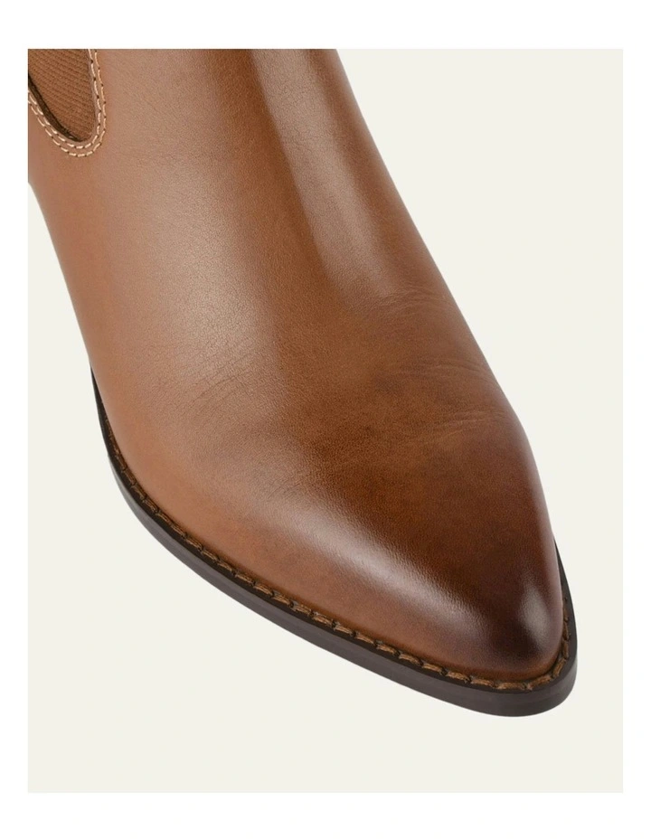 Zella Leather Mid Ankle Boots in Dark Tan image 4