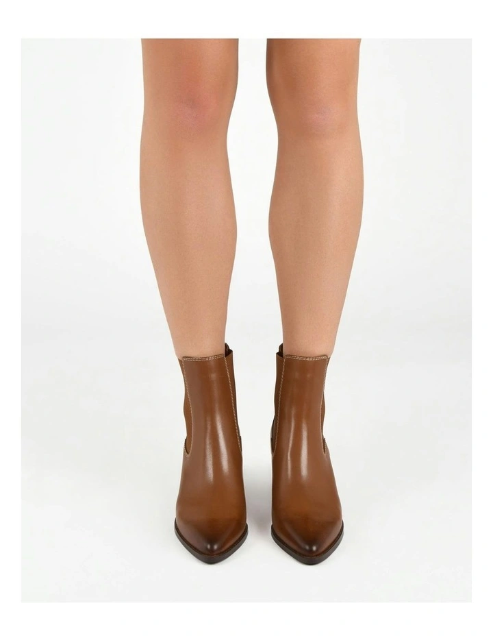 Zella Leather Mid Ankle Boots in Dark Tan image 7
