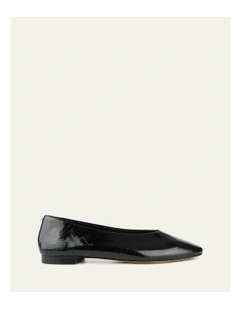 Posie Casual Flats in Black Crinkle Patent