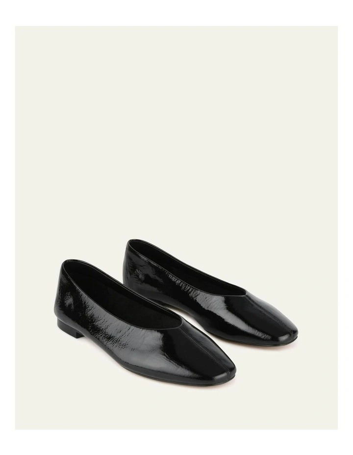 Posie Casual Flats in Black Crinkle Patent image 3