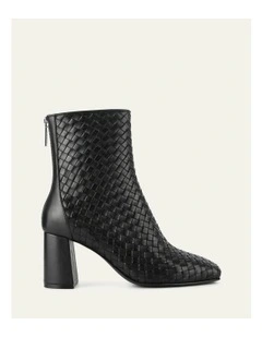 Nola Leather Mid Ankle Boots in Black