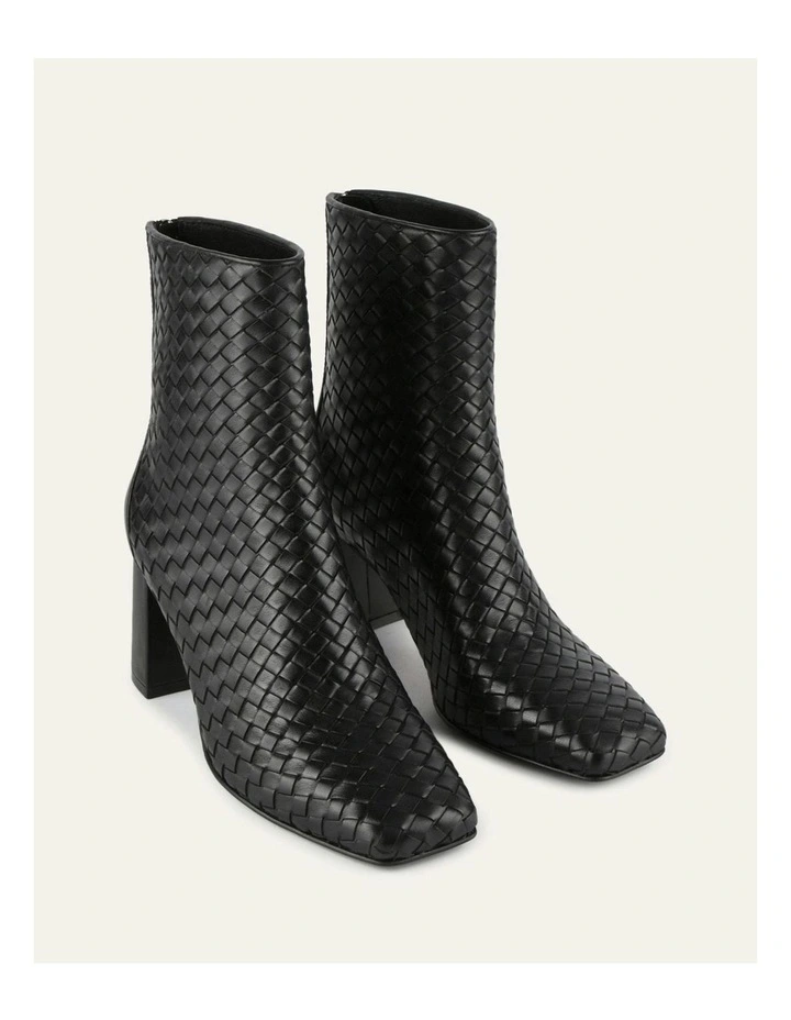 Nola Leather Mid Ankle Boots in Black image 3