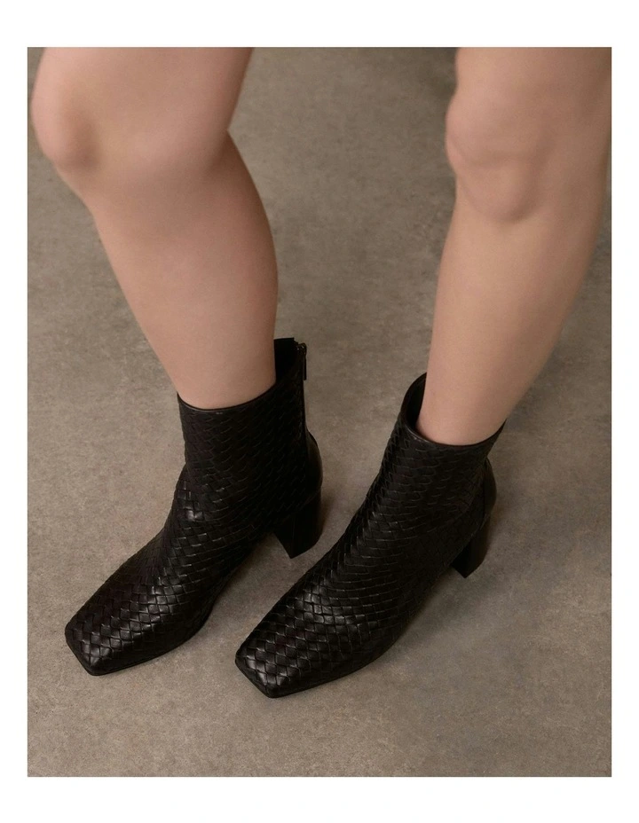 Nola Leather Mid Ankle Boots in Black image 7