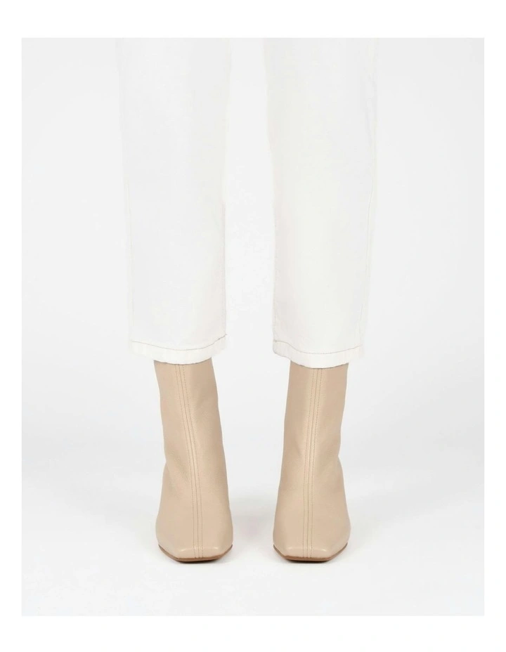 Nori Leather Mid Ankle Boots in Sand image 2