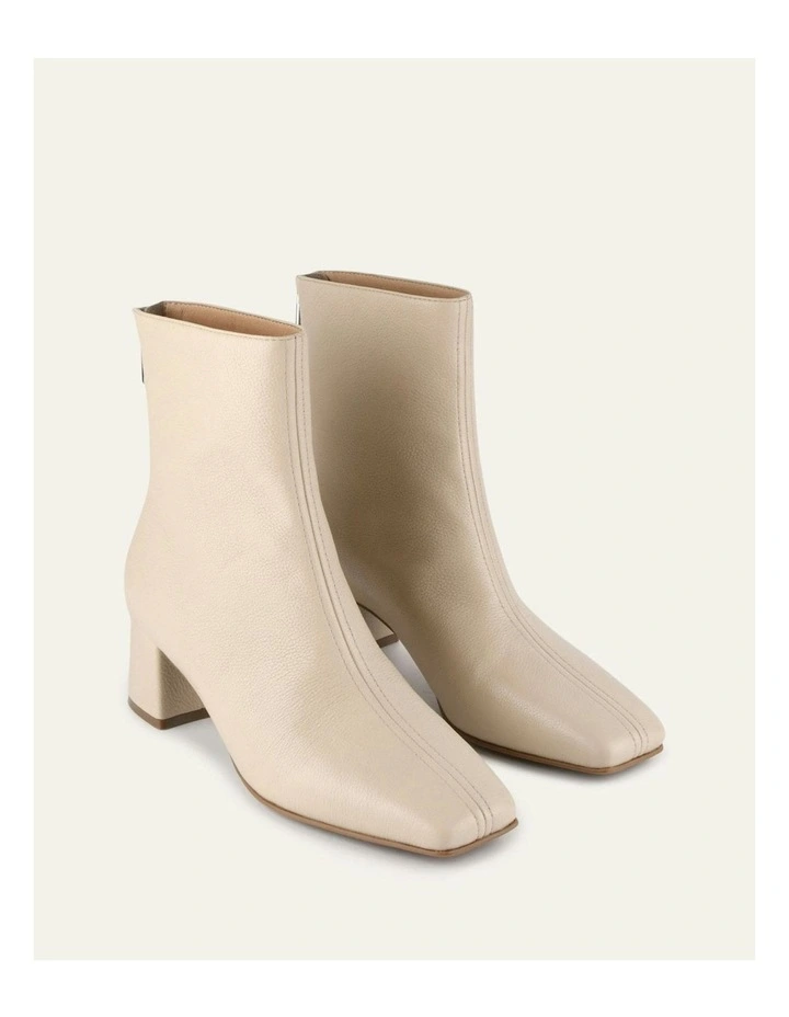 Nori Leather Mid Ankle Boots in Sand image 3