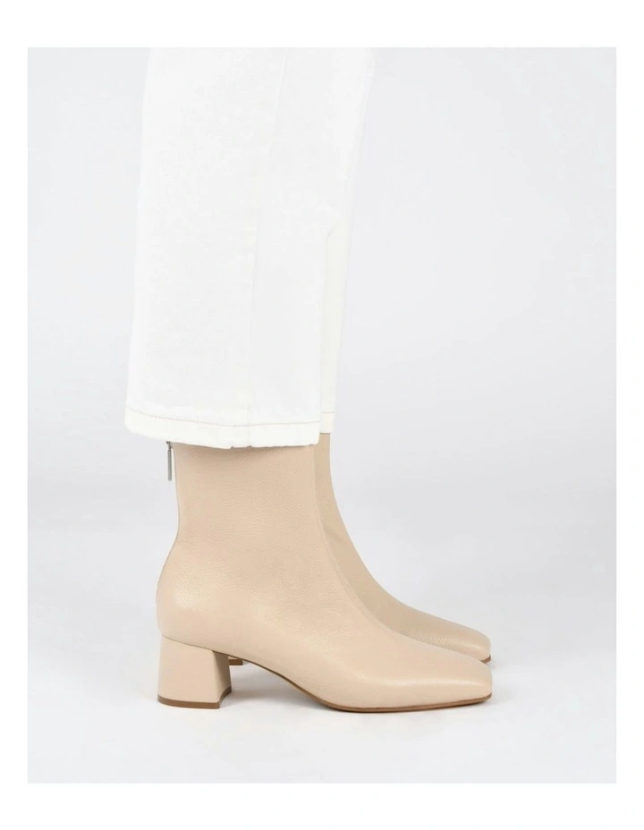 Nori Leather Mid Ankle Boots in Sand image 7