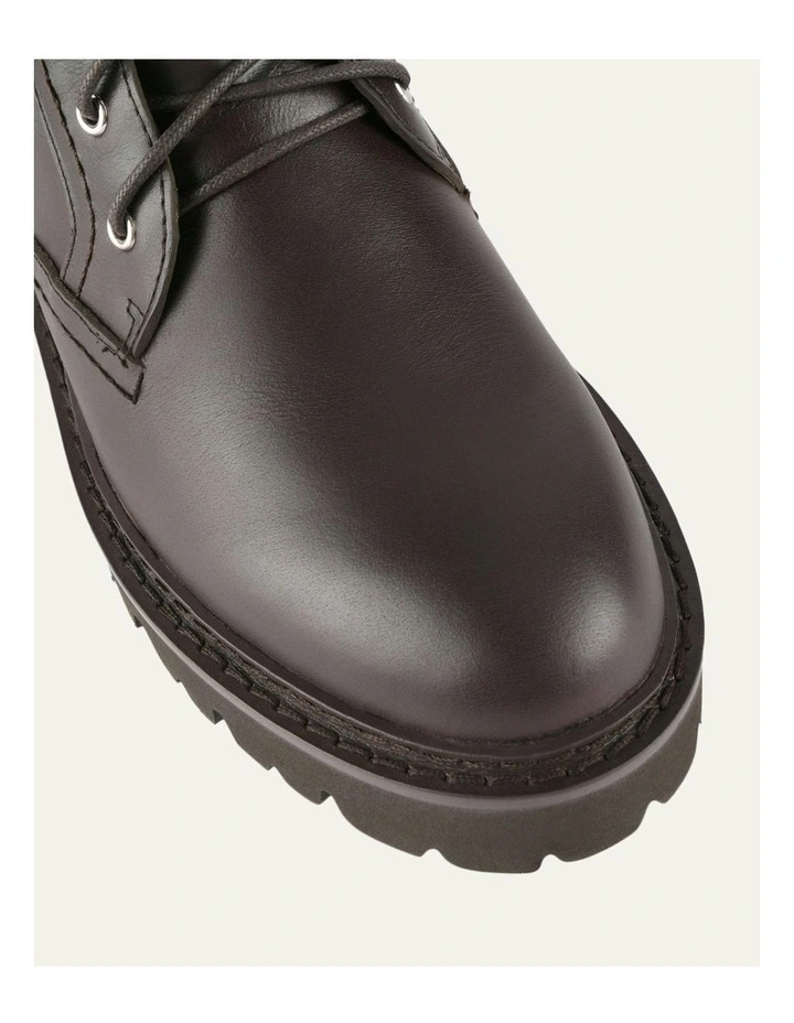Cacao Leather Koda Flat Ankle Boots in Brown image 4