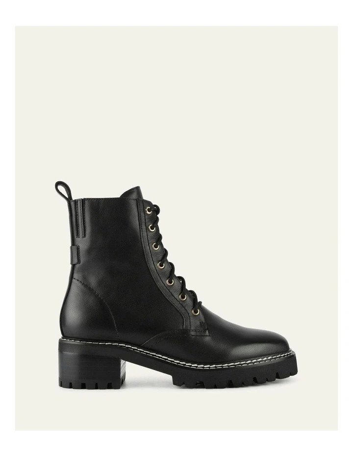 Koda Leather Flat Ankle Boots in Black image 1