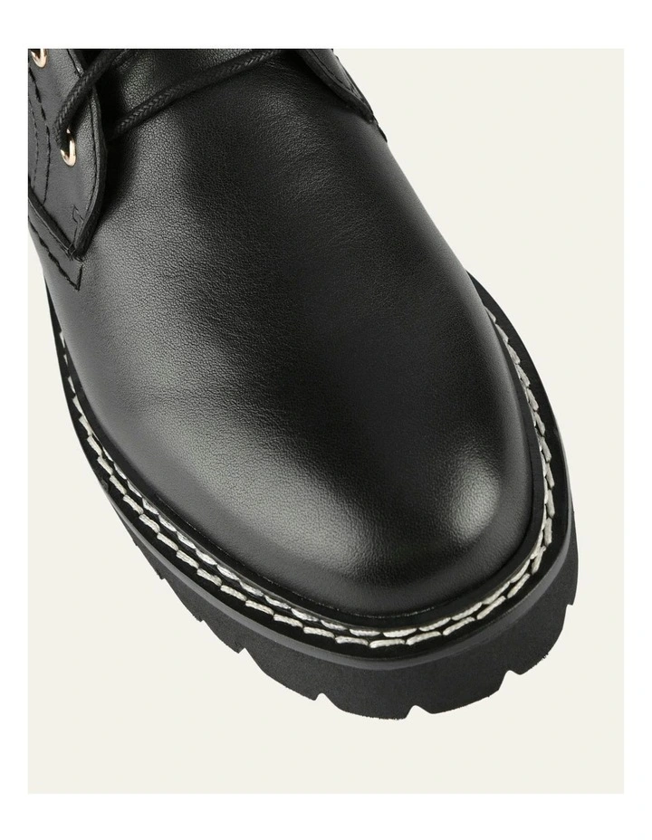 Koda Leather Flat Ankle Boots in Black image 4