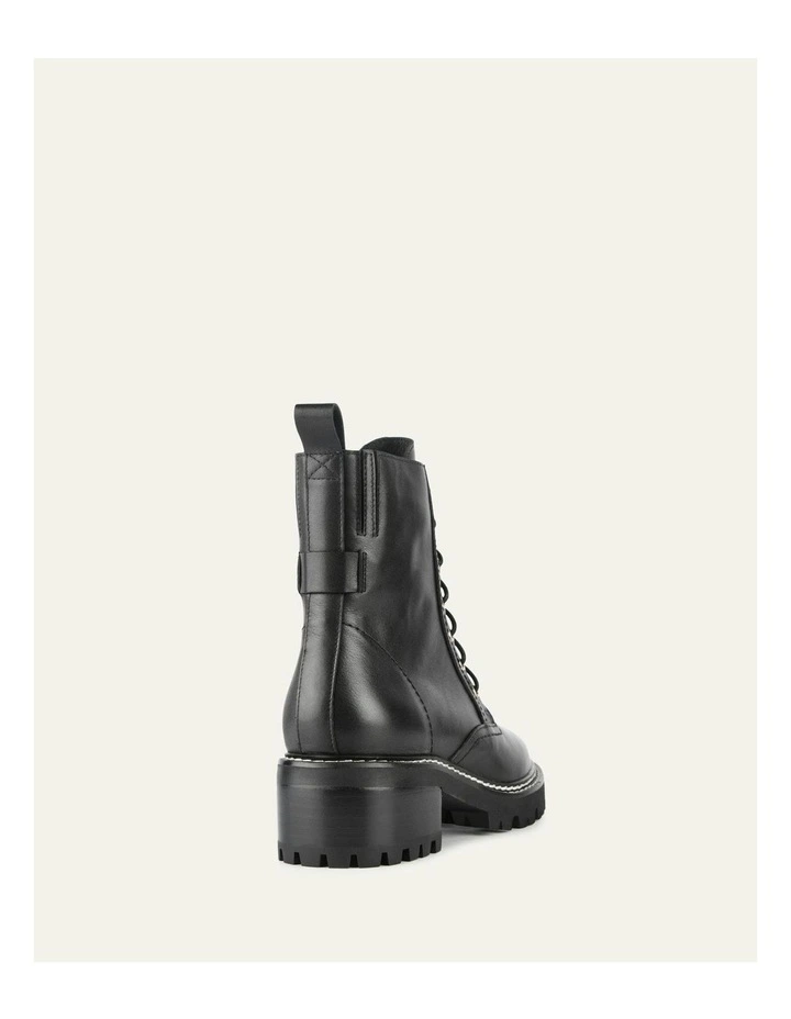 Koda Leather Flat Ankle Boots in Black image 5