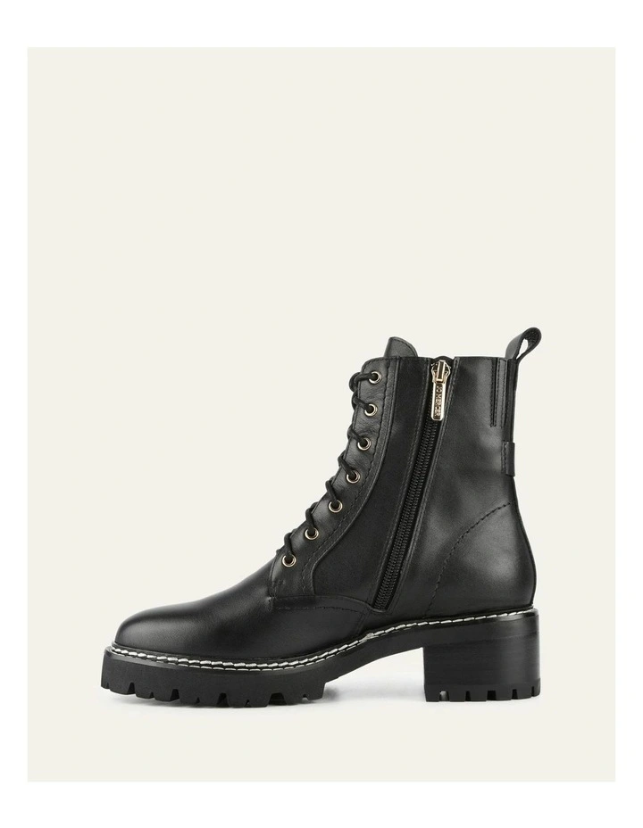 Koda Leather Flat Ankle Boots in Black image 6
