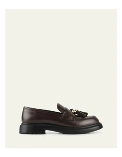 Julius Cacao Leather Loafers in Brown