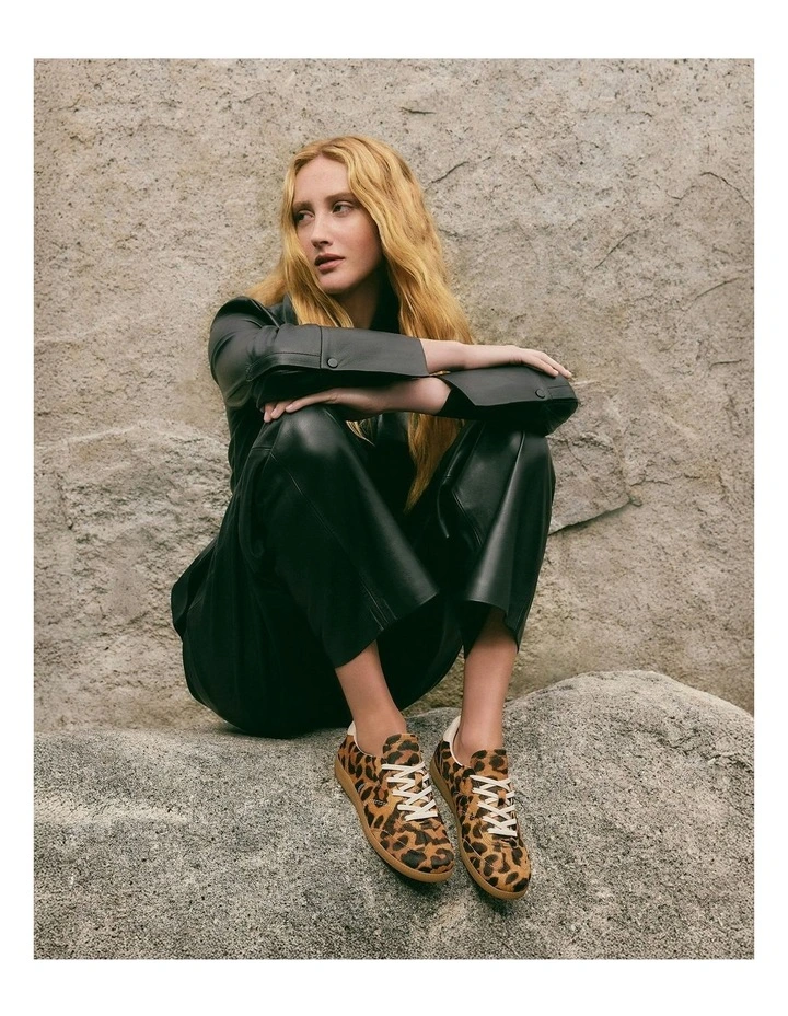 Lilo Leopard Leather Sneakers in Orange image 2