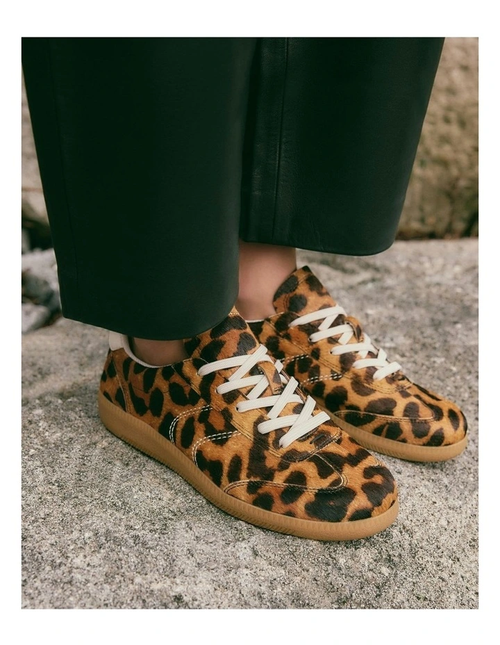 Lilo Leopard Leather Sneakers in Orange image 7