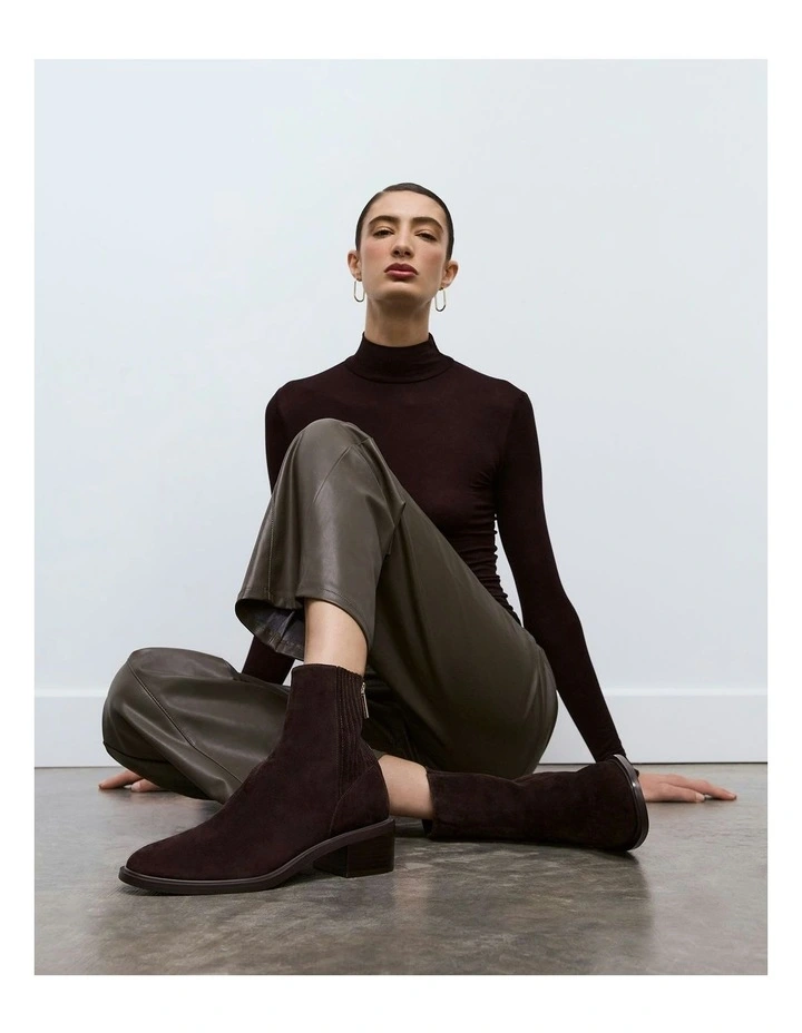 Mason Flat Ankle Boots in Bitter Choc image 2