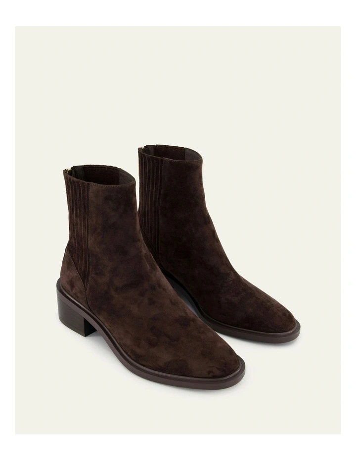Mason Flat Ankle Boots in Bitter Choc image 3