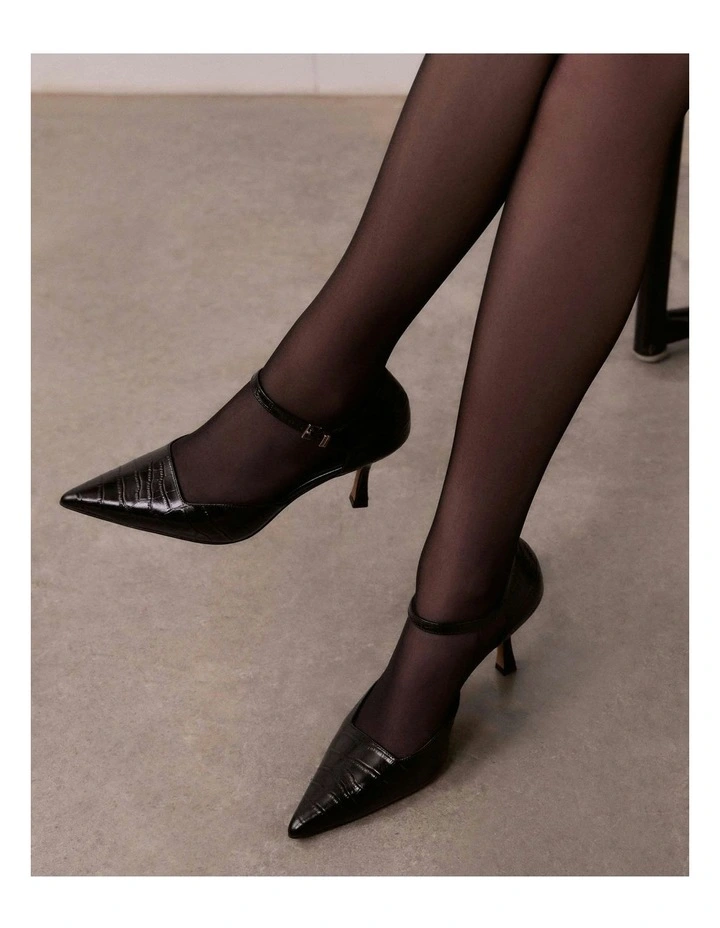 Axel High Heels in Black Croc image 2