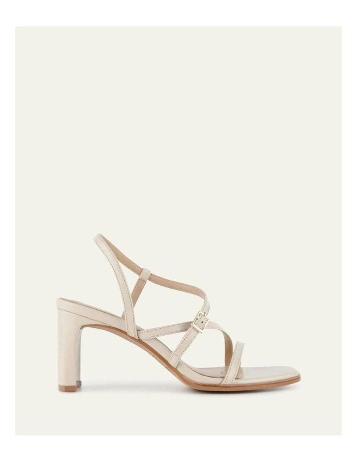 Nala Mid Heel Leather Sandals in White image 1