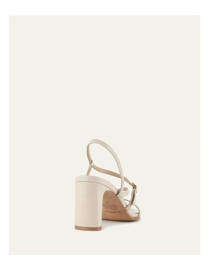 Nala Mid Heel Leather Sandals in White image 5