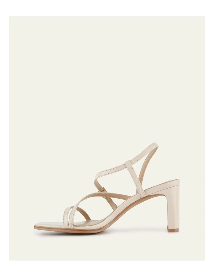 Nala Mid Heel Leather Sandals in White image 6