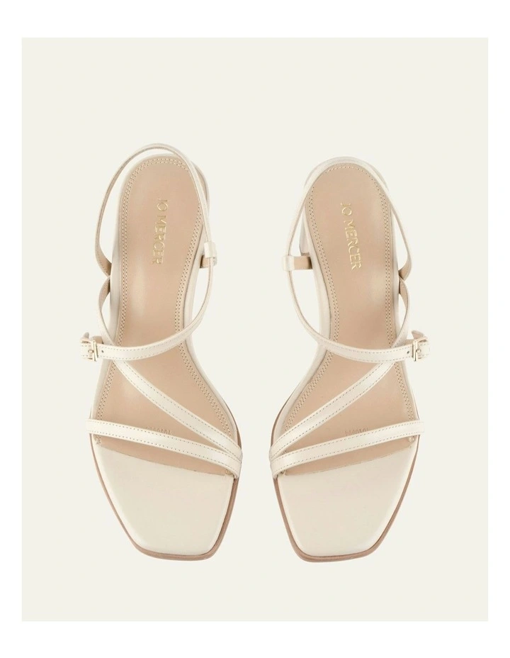 Nala Mid Heel Leather Sandals in White image 7