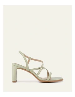 Nala Mid Heel Leather Sandals in Sage