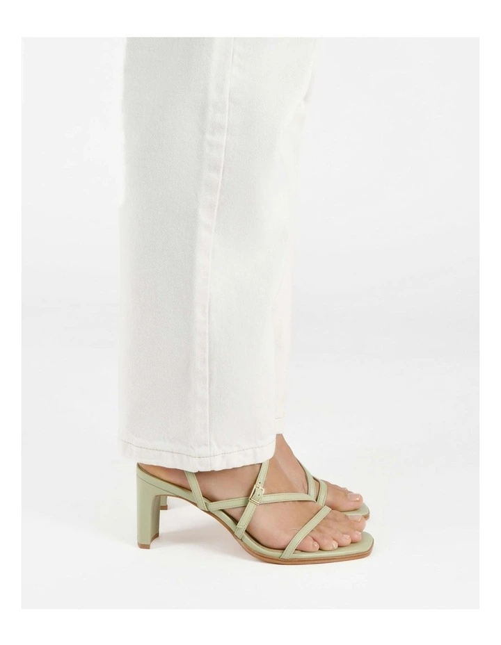 Nala Mid Heel Leather Sandals in Sage image 2