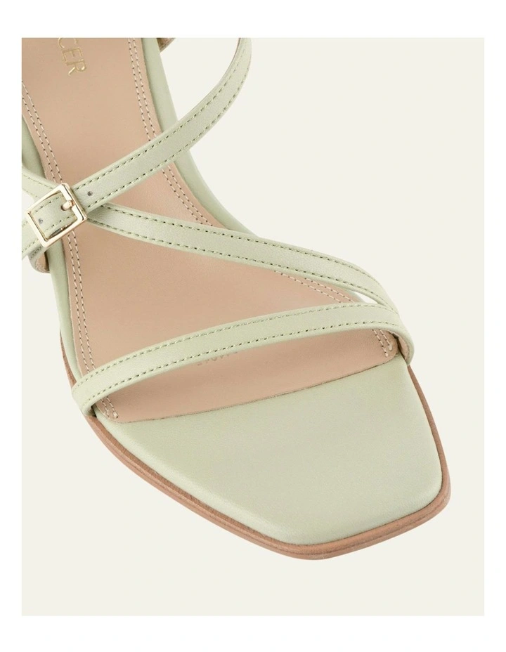 Nala Mid Heel Leather Sandals in Sage image 4