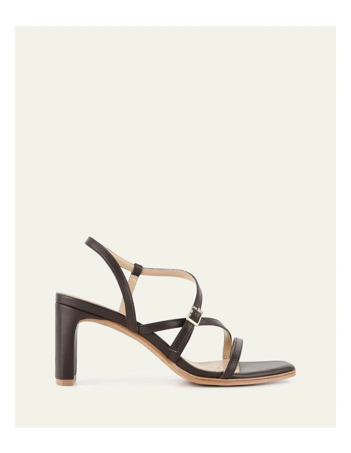 Nala Mid Heel Leather Sandals in Bitter Chocolate image 1