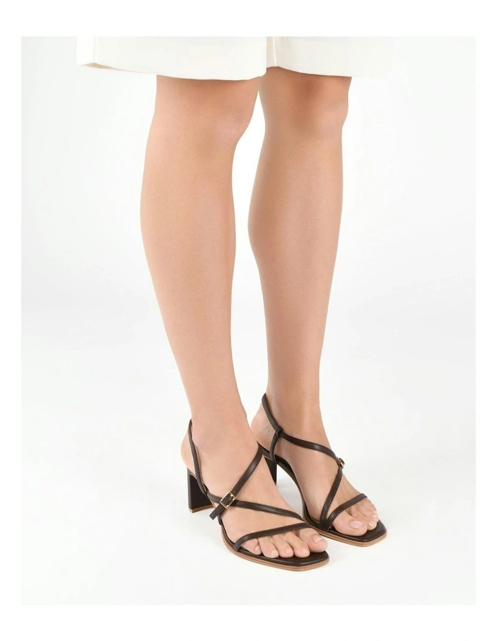 Nala Mid Heel Leather Sandals in Bitter Chocolate image 2