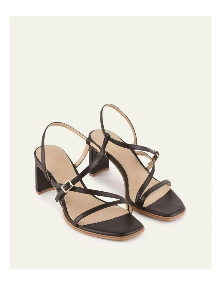 Nala Mid Heel Leather Sandals in Bitter Chocolate image 3