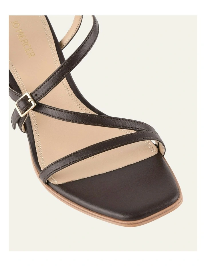 Nala Mid Heel Leather Sandals in Bitter Chocolate image 4