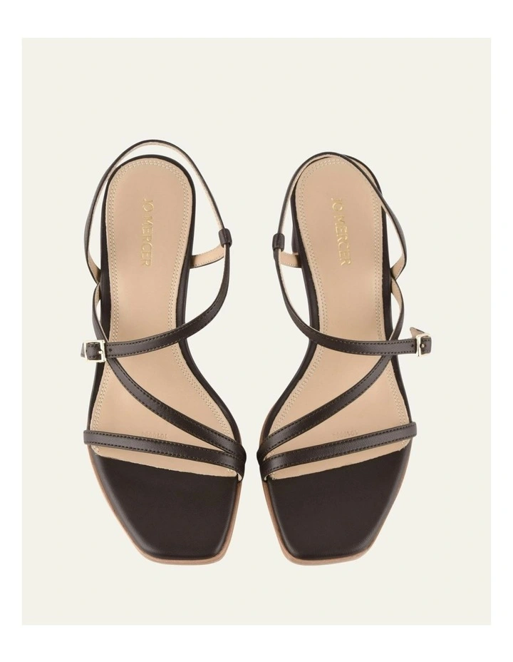 Nala Mid Heel Leather Sandals in Bitter Chocolate image 7