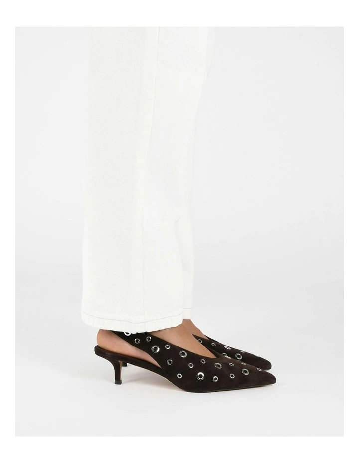 Rhi Suede Low Heels Shoe in Bitter Chocolate image 3