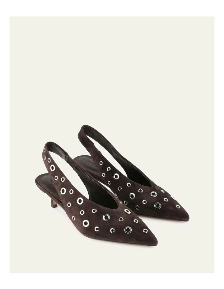 Rhi Suede Low Heels Shoe in Bitter Chocolate image 4