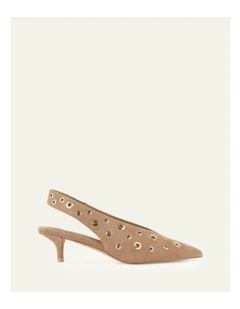 Rhi Suede Low Heels Shoe in Brown