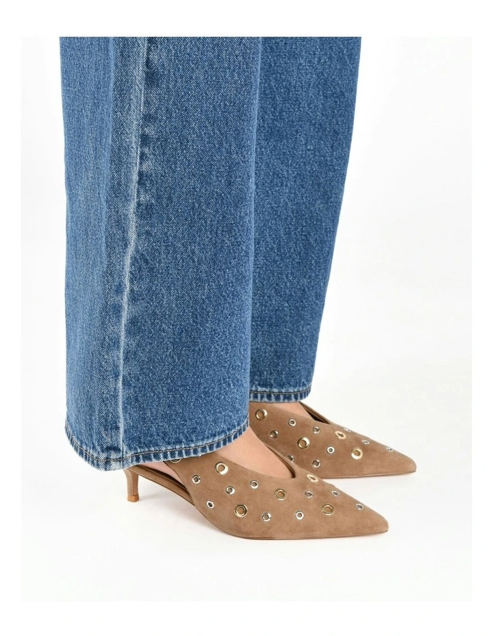 Rhi Suede Low Heels Shoe in Brown image 2